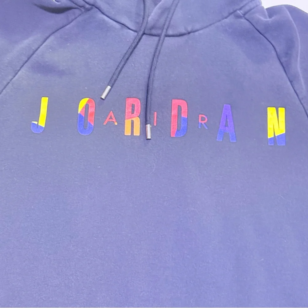 Jordan Men's Multicolor Logo Hoodie - Black Pullover Sweatshirt - Size S